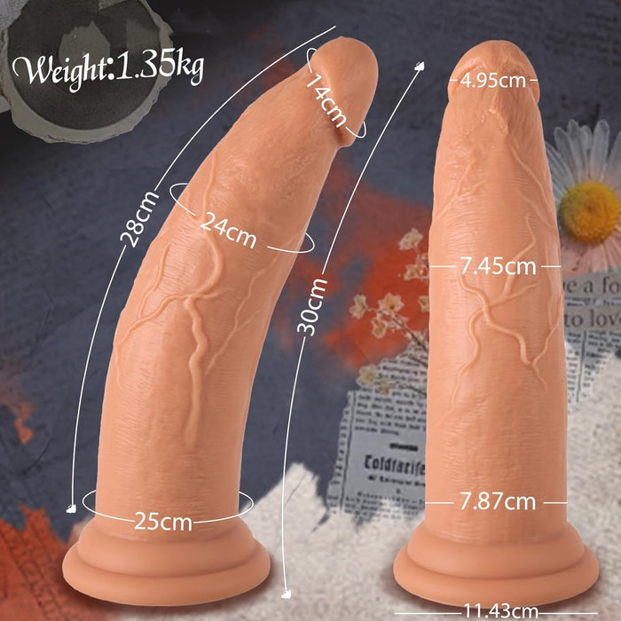 Liels 30 x 7.4 cm silikona dildo ar spēcīgu piesūcekni