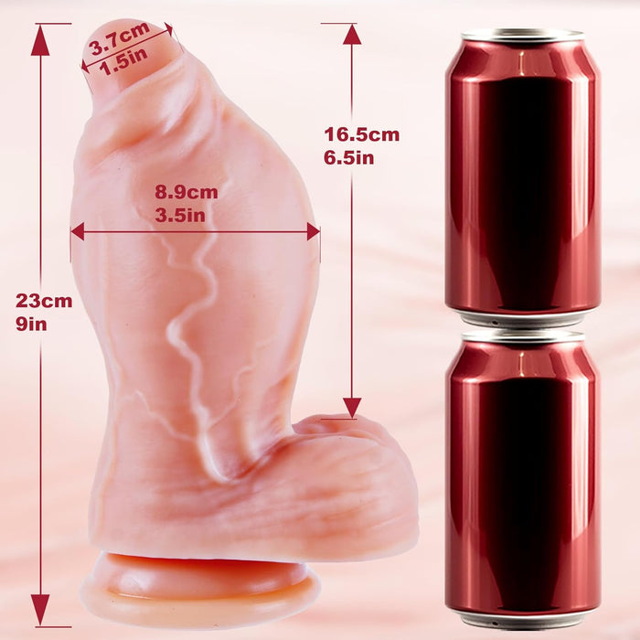 23 cm liels un biezs silikona realistisks dildo ar stipru piesūcekni