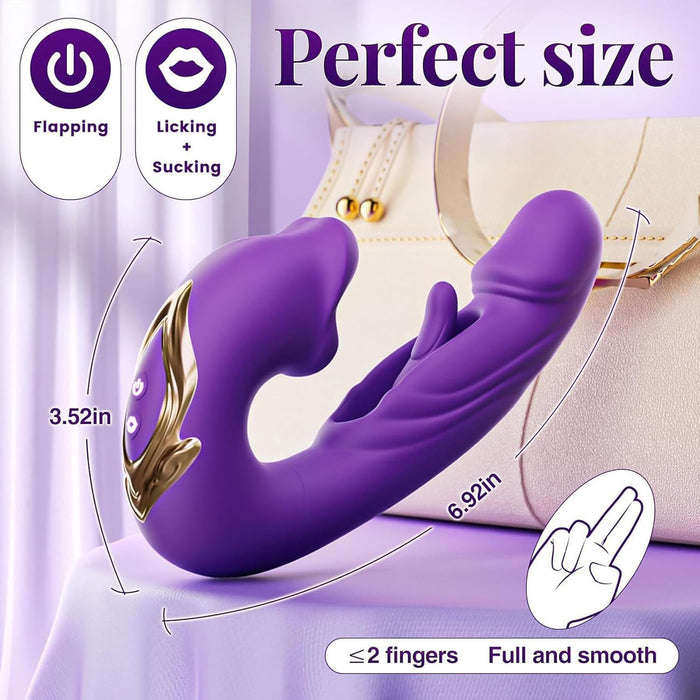 3in1 vibrators sievietēm ar mēli, 7 vibrācijas un 7 triecienu režīmiem