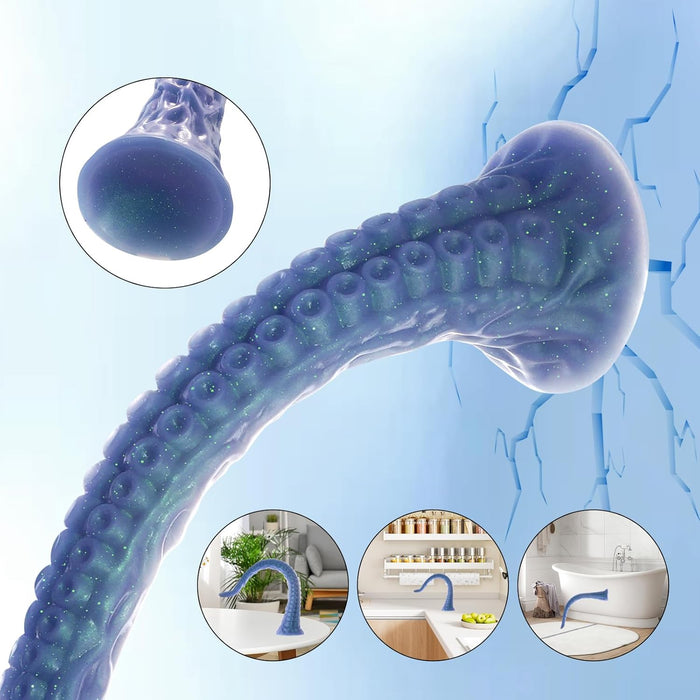 28 cm garo tentakļu dildo ar spēcīgu piesūkni no silikona