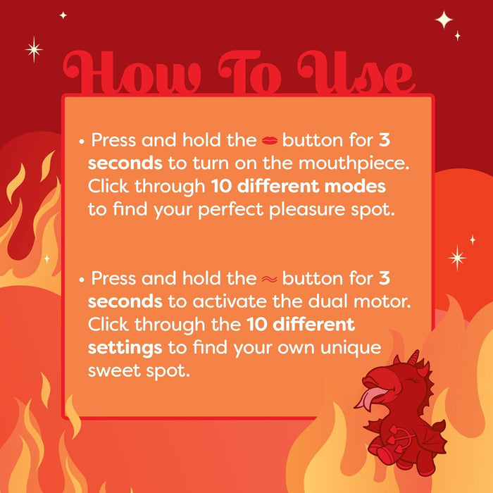 Blaze Diablo Uzliktā vibratora ar dubulto mīksto mēles funkciju un 10 vibrācijas režīmiem