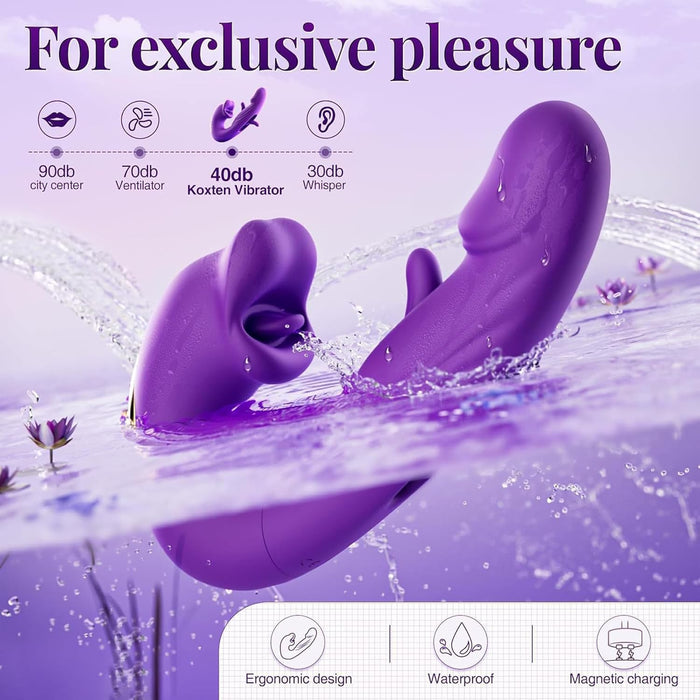 3in1 vibrators sievietēm ar mēli, 7 vibrācijas un 7 triecienu režīmiem