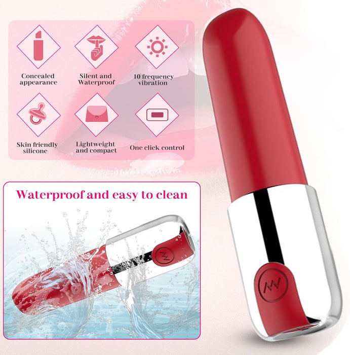 Мини-вибратор для женщин с сильной присоской и 10 режимами вибрации