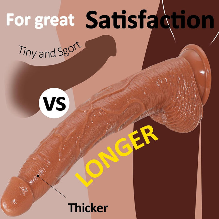 32 см реалистичный большой дилдо с маленькой головкой и сильной присоской