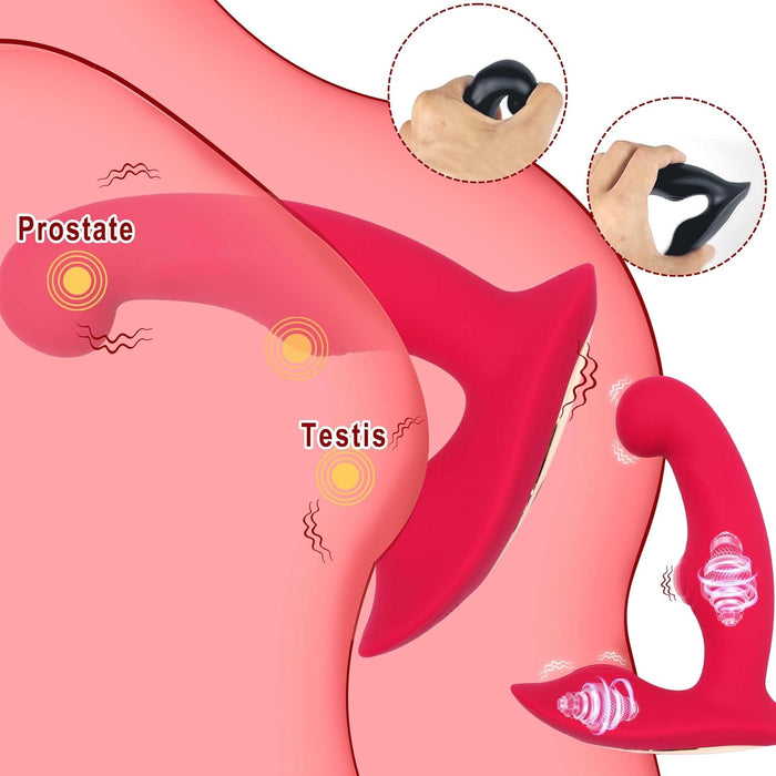 Простатный массажер с сильной присоской и 10 режимами вибрации (Красный)