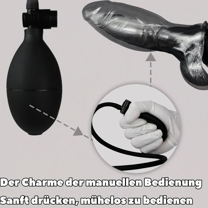 Piepūšams reālistisks dildo ar spēcīgu piesūcekni, melns, 7,28 collas