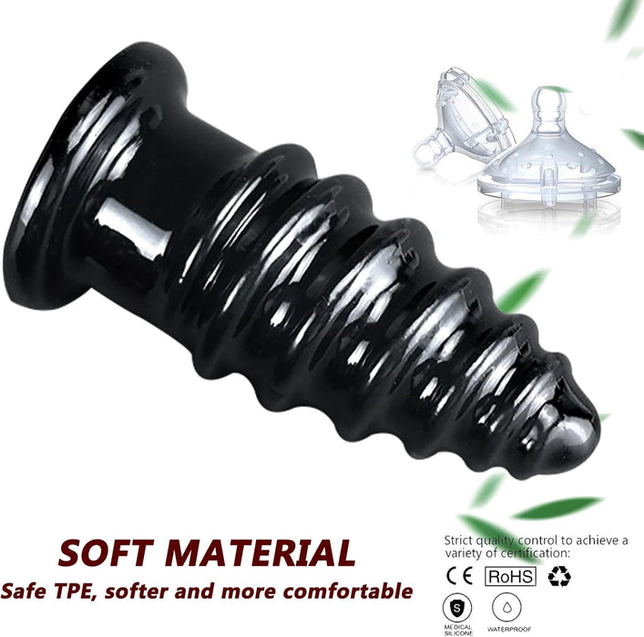 Анальная пробка 4.0 с сильной присоской и спиральной структурой дизайна