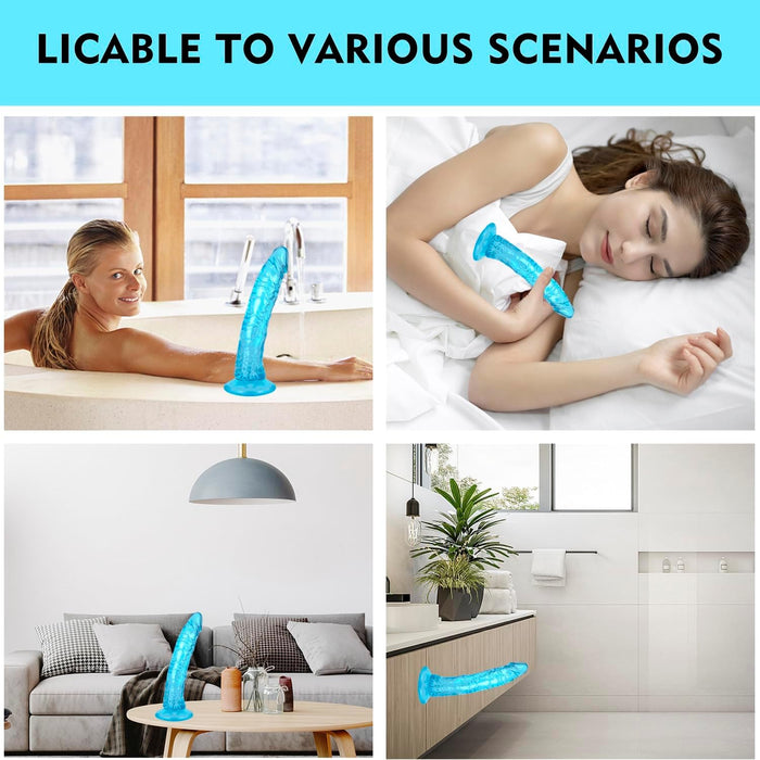 Lifelike Lover Luxe reālistisks dildo ar spēcīgu piesūcekni, zils, 22 cm