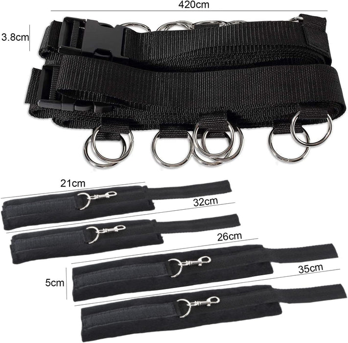 BDSM Fiksācijas Komplekts ar Plīša Rokudzelžiem un Kāju Siksnām