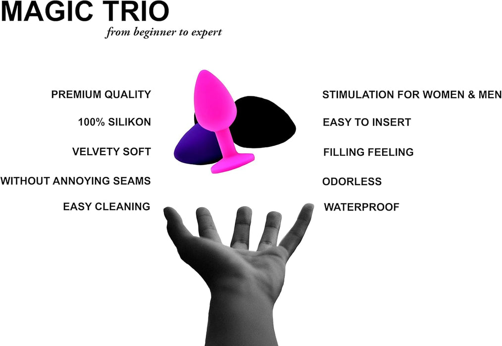 Набор из 3 силиконовых анальных пробок с сильной присоской – комфорт и удовольствие