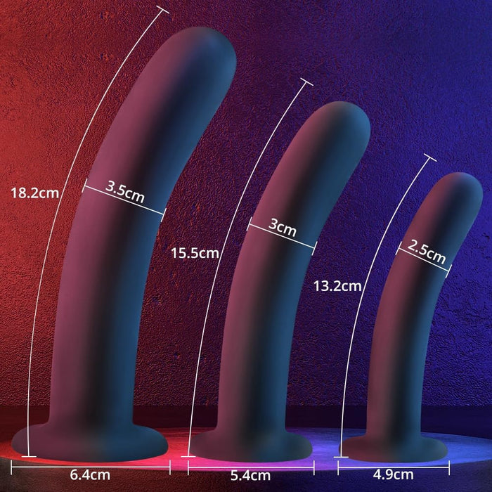 Силиконовый Анальный Бутт Плаг Комплект из 3 Размеров с Сильной Присоской