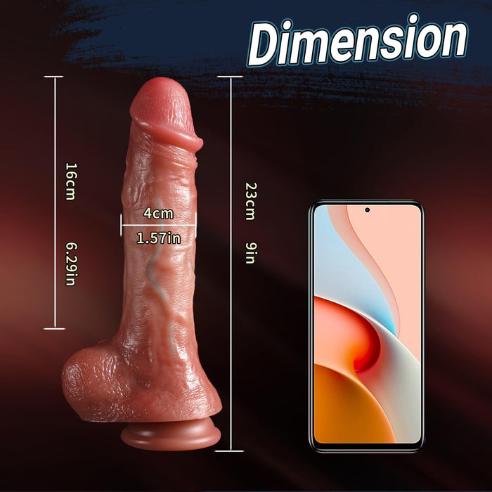 Realistisks 23 cm silikona dildo ar spēcīgu piesūcekni un kustīgiem sēkliniekiem