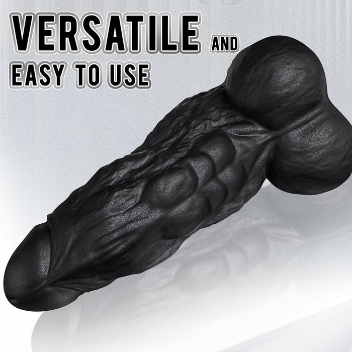 XXL Melns Monster Dildo ar stipru piesūcekni – reālistisks un biezs