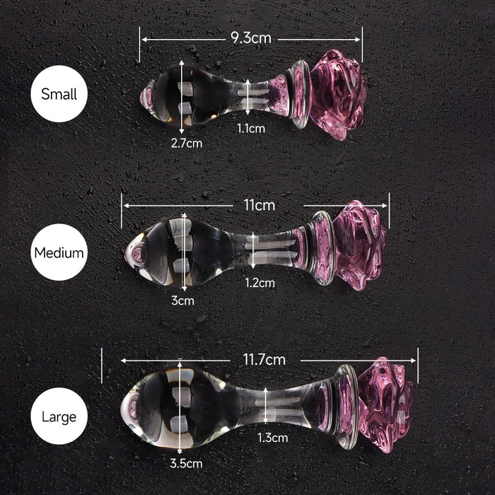 Элегантный набор из 3 стеклянных розовых анальных пробок с сильной присоской