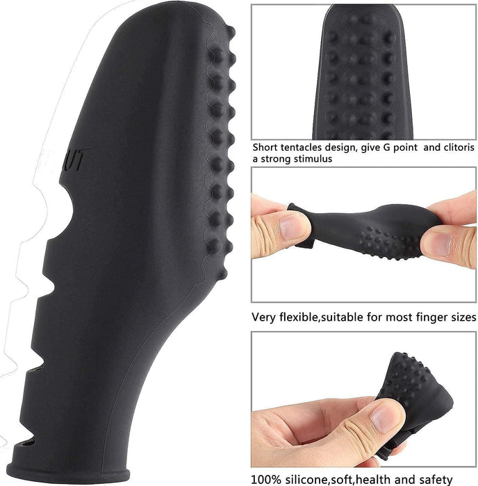 Силиконовый эротический вибратор для пальца с сильной присоской и батарейками