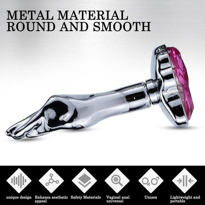 Элегантный металлический анальный плаг с базой из кристалла, маленький розовый