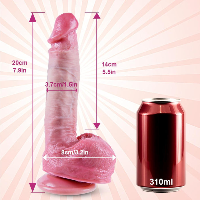 20 cm mīksts reālistisks silikona anālais dildo ar spēcīgu piesūcekni