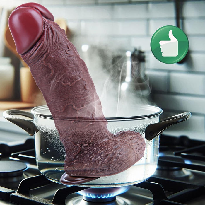 Черный гигантский силиконовый дилдо с шириной 7,5 см и сильной присоской