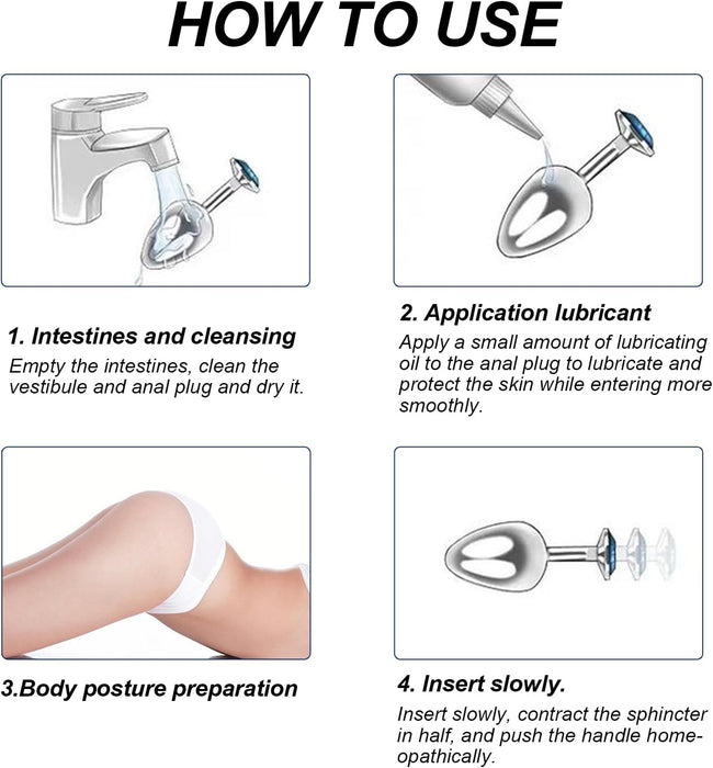 Набор из 3 металлических анальных пробок с кристаллом и сильной присоской