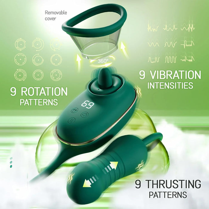 Vibrators sievietēm ar 9 teleskopiskajiem un 3 sūkšanas režīmiem