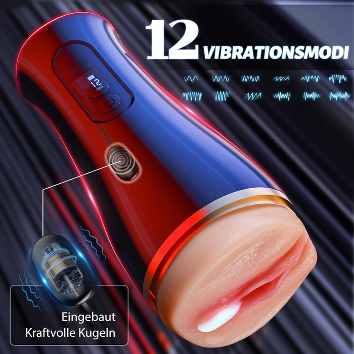 Электрический мастурбатор для мужчин с сильной присоской и 12 вибрациями