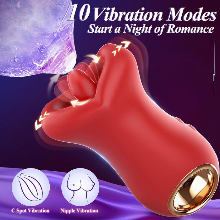 3-in-1 Vibrators sievietēm ar Klitora Stimulāciju, Mēles Laizīšanu un Sūkšanu