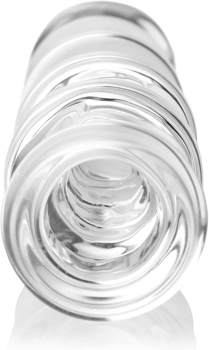 Drops Stikla Anālais Dildo ar Grodumu Rokturi un Pērļotu Formu