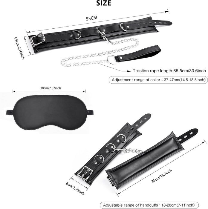 Luksusa BDSM komplekts pāriem ar 3 ādas aprocēm un spēcīgu piesūcekni