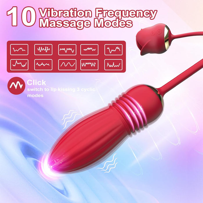 2-in-1 Mēles Forma Vibrators ar 10 Vibrācijas un 3 Skūpstu Režīmiem Sievietēm