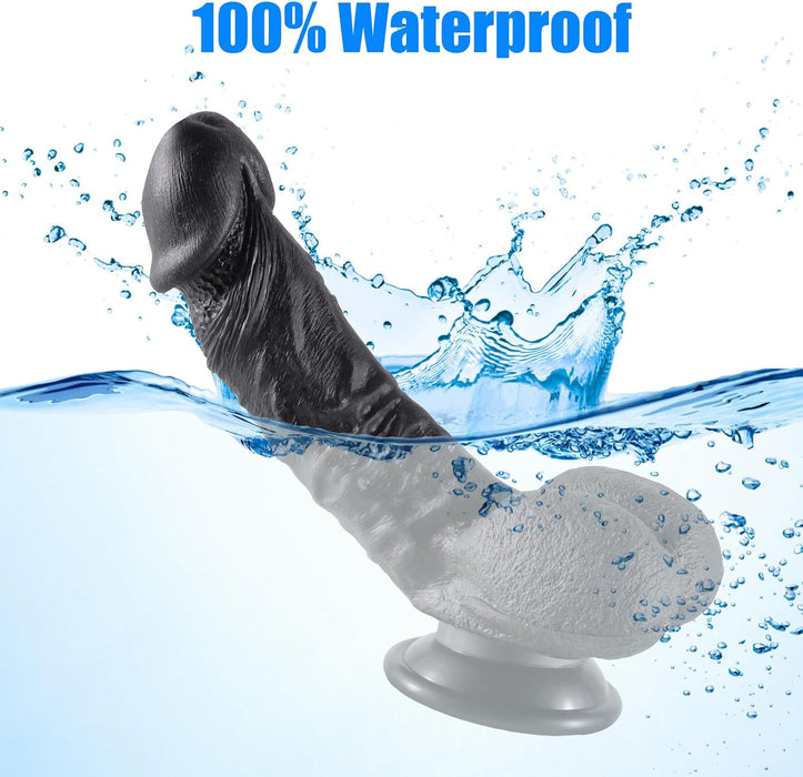 Reālistisks silikona dildo ar spēcīgu piesūcekni melnā krāsā M izmērā