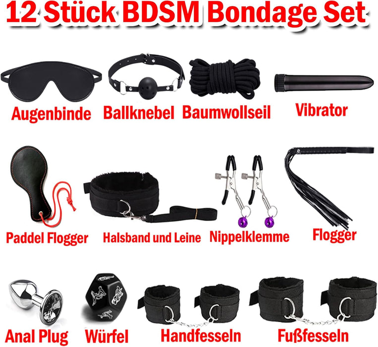 Ekskluzīvs BDSM komplekts ar vibratoru un piederumiem pāriem