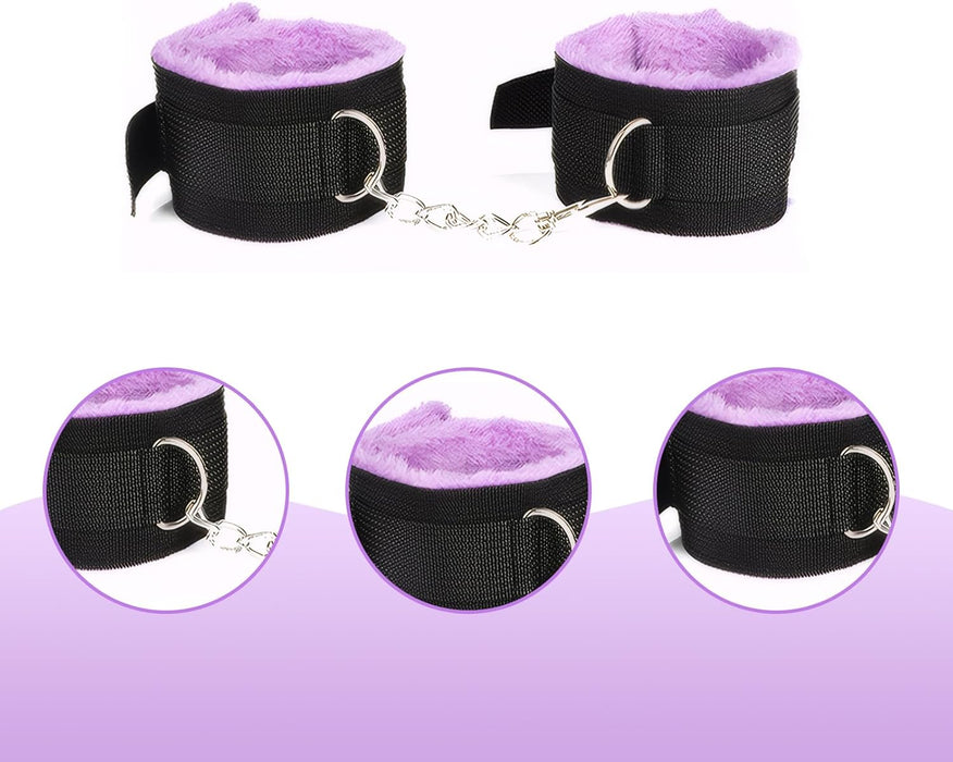 15 daļu iesācēju SM ierobežojumu komplekts ar ādas roku dzelžiem un acu masku