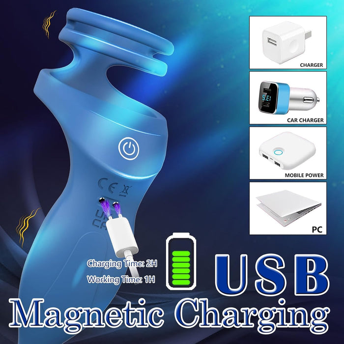 Вибратор с двойным мотором, пенис-кольцом и анальной пробкой с сильной присоской для мужчин