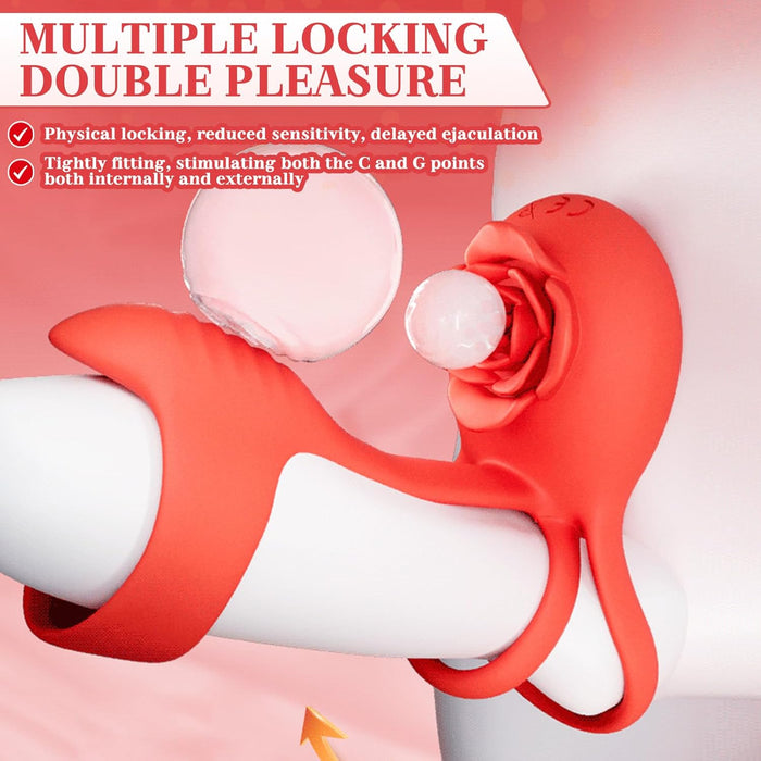 2-в-1 вибратор-кольцо на пенис для пар с 10 режимами вибрации и сильной присоской