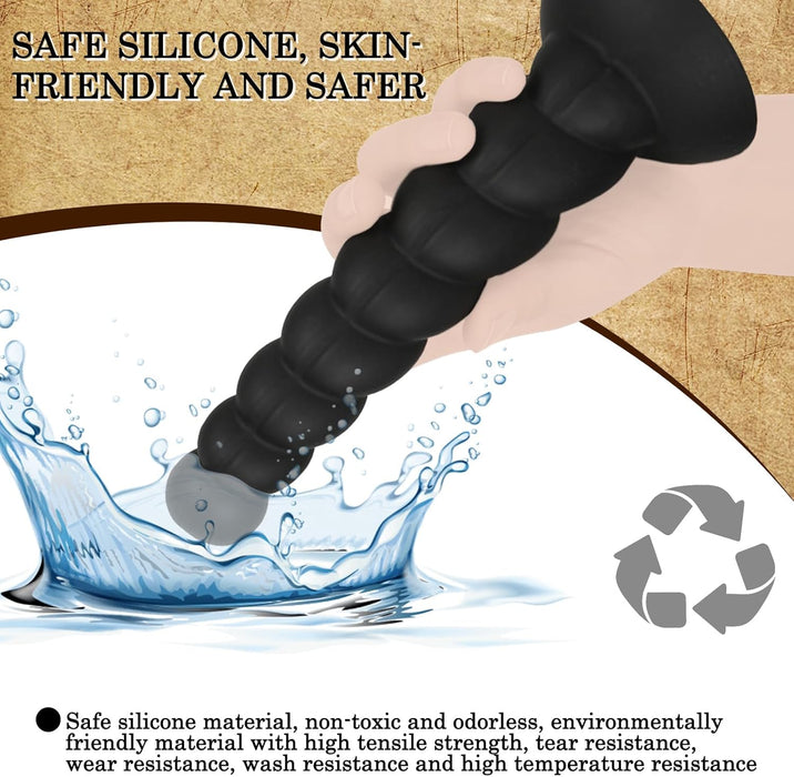 Эргономичный анальный дилдо с спиральным дизайном и с сильной присоской для рук свободных