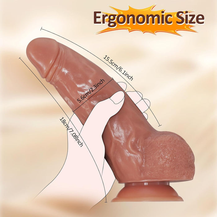 18 см изогнутая реалистичная силиконовая дилдо с сильной присоской