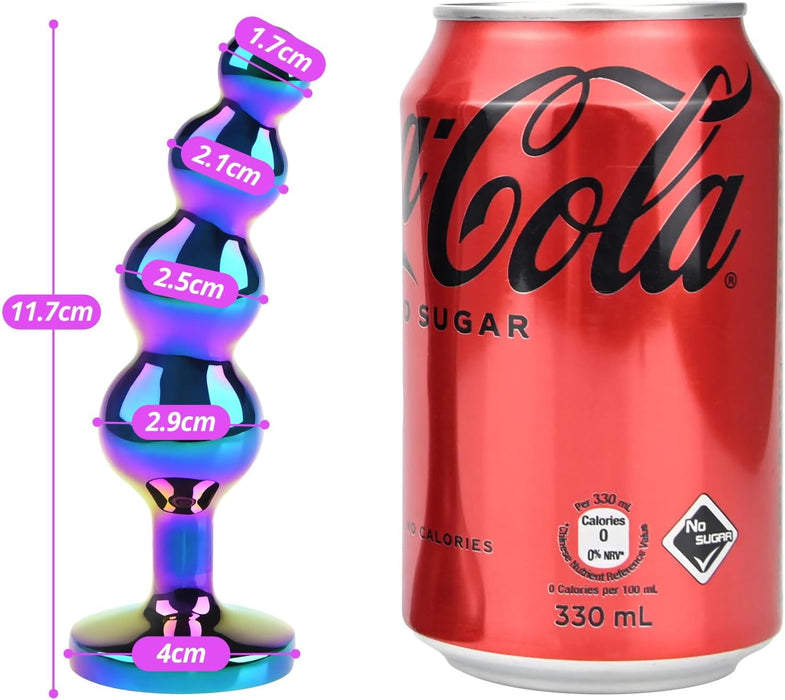 Металлический анальный плагин с четырьмя шариками среднего размера с сильной присоской