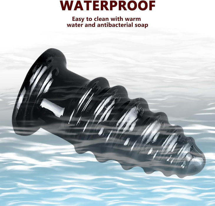 Анальная пробка 4.0 с сильной присоской и спиральной структурой дизайна