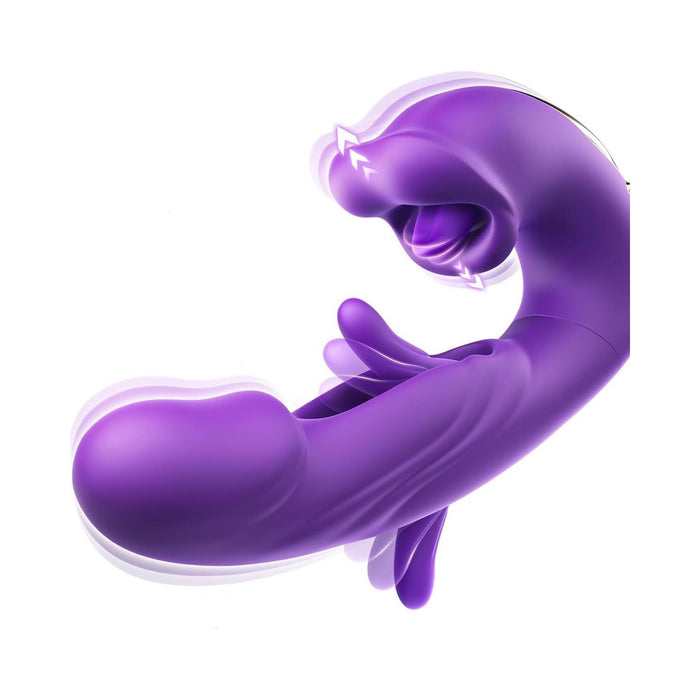 3 in 1 dildo vibrators ar mēles funkciju – kluss, uzlādējams, ūdensizturīgs
