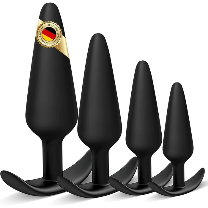 4 Gabalu Anālo Plug Komplektu ar Dažādiem Izmēriem Vīriešiem un Sievietēm
