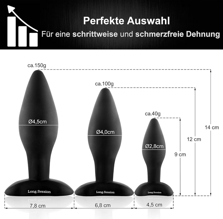 Набор анальных пробок из гипоаллергенного силикона для женщин и мужчин