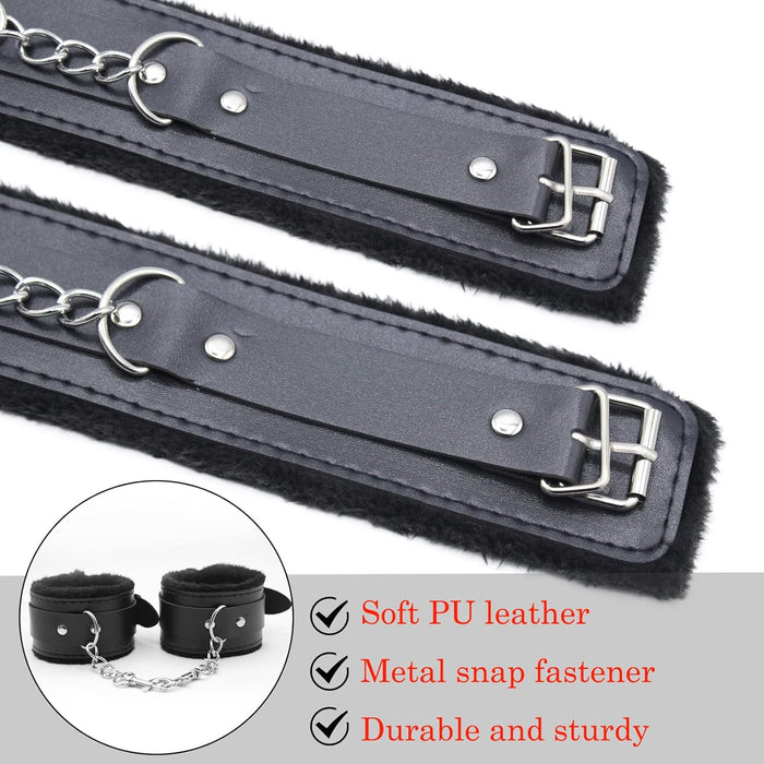 4-в-1 Наручники и Браслеты с Мягкой Присоской и Атласной Маской