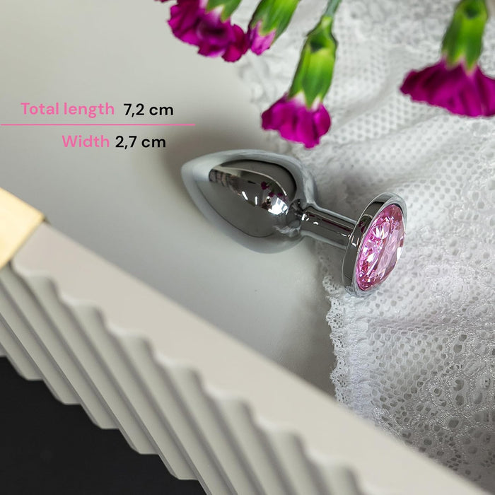 Элегантная анальная пробка для женщин из нержавеющей стали с розовым бриллиантом с сильной присоской