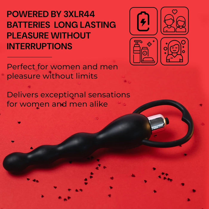 19 cm silikona anālais vibrators ar vibrējošām krellītēm – prostatas masāža