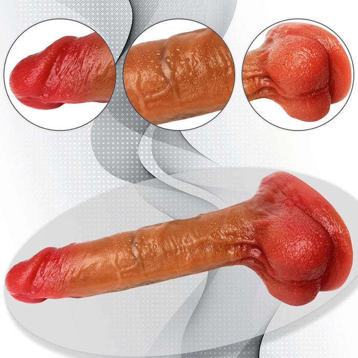 Reālistisks 26 cm silikona dildo ar locāmu serdi un spēcīgu piesūcekni