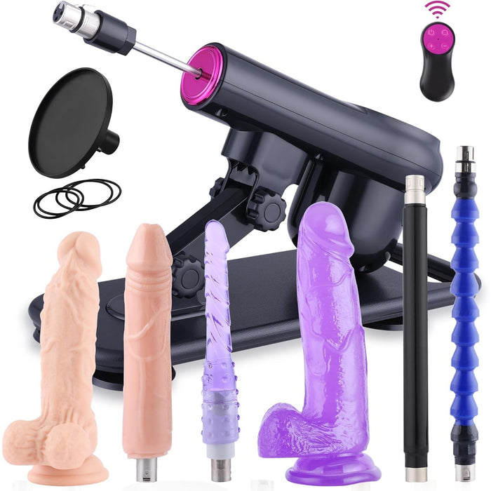 Seksmašīna sievietēm un vīriešiem ar 7 uzgaļiem un bezvadu tālvadību