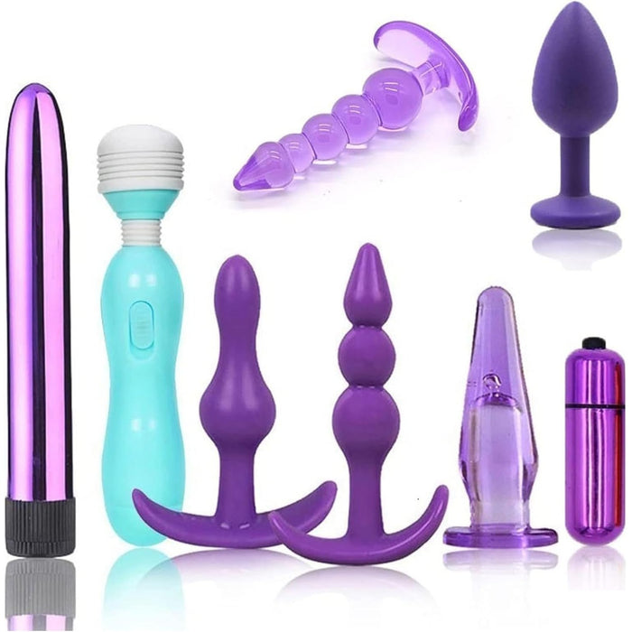 Набор из 8 плагов с вибрацией для женщин и мужчин с сильной присоской