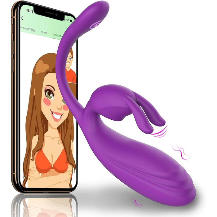 Rabbit Vibrators ar APP Vadību un 9 Vibrācijas Režīmiem Klitora un Anālai Stimulācijai