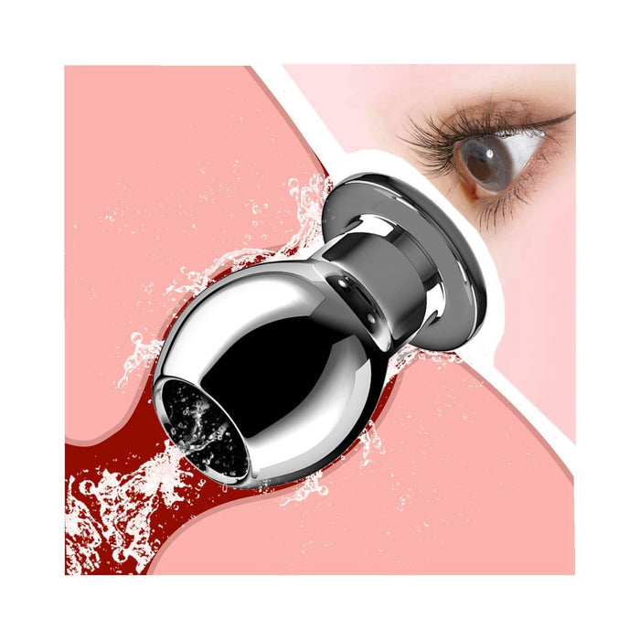 Металлический пустотелый анальный плаг для пар с сильной присоской