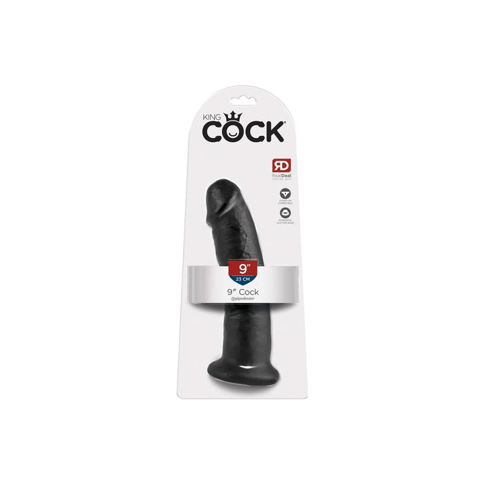King Cock 22,9 cm melns reālistisks dildo ar spēcīgu piesūcekni